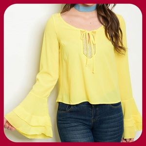 Long Bell Sleeve Yolk Blouse